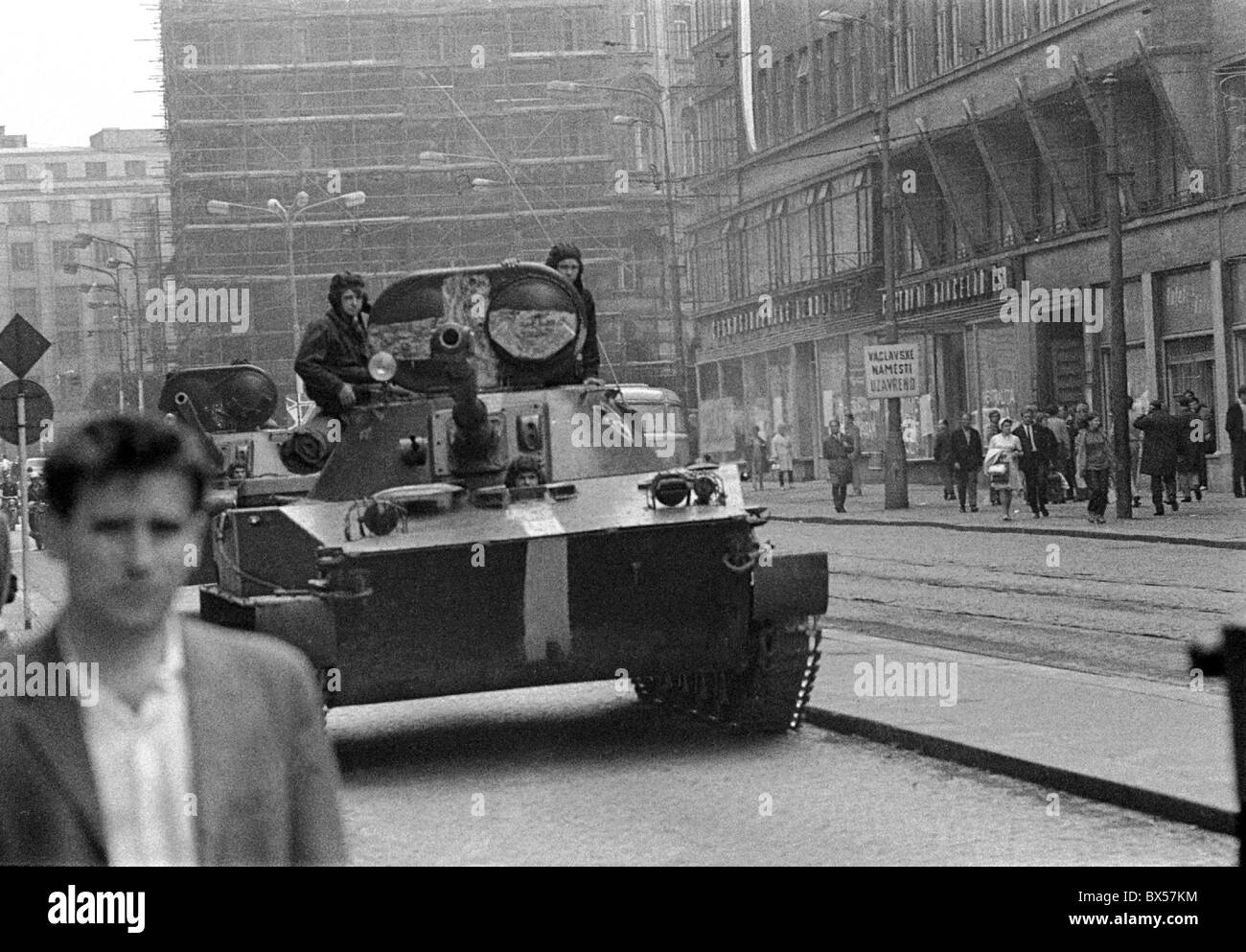 Panzer, Soldaten, Prag Stockfoto