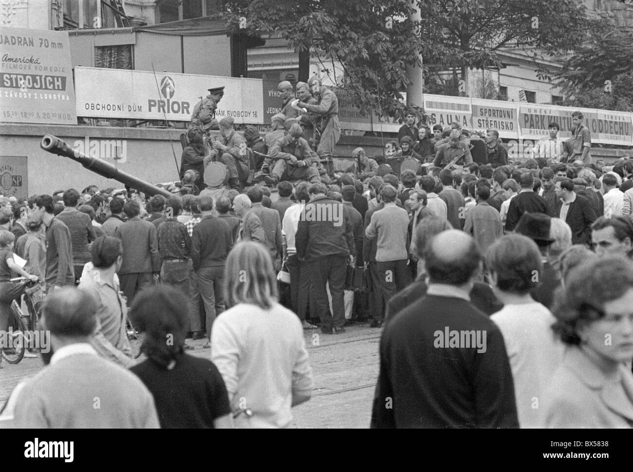 Tank, Protest, Brünn Stockfoto