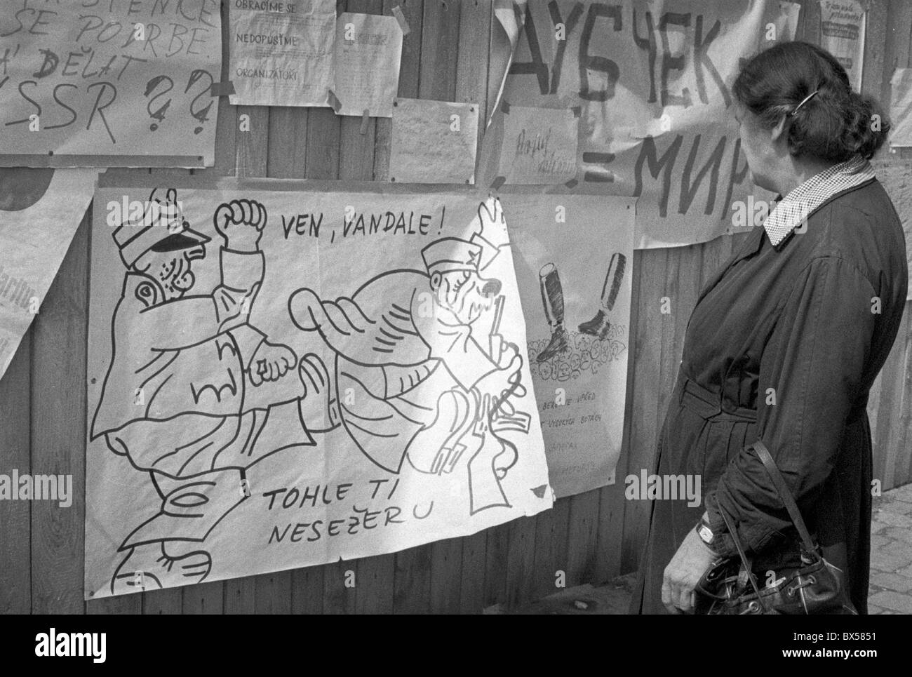 Plakat, Schwejk, Protest, Plzen Stockfoto