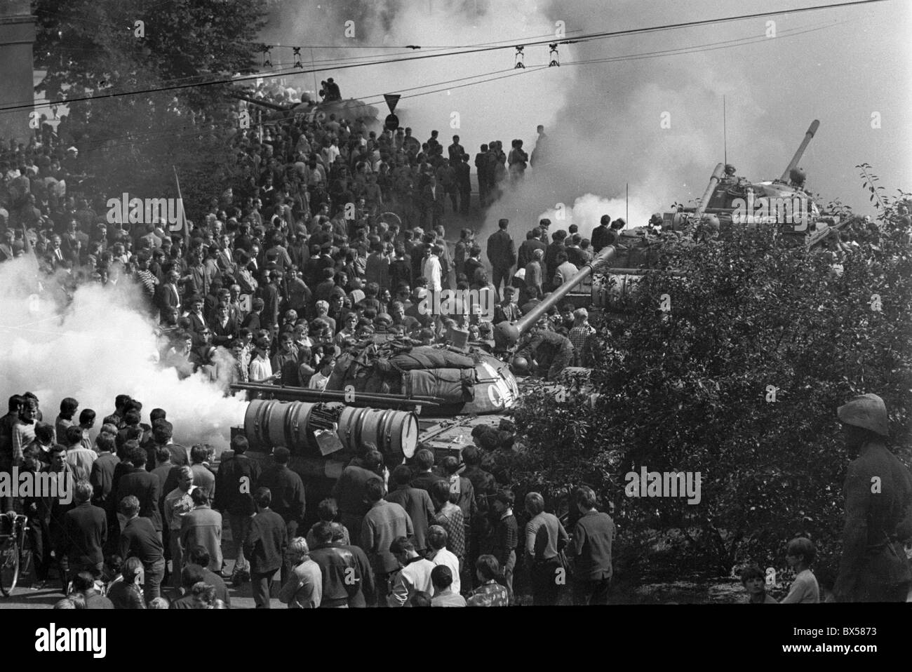 Rauch, Tank, Protest, Ostrava Stockfoto