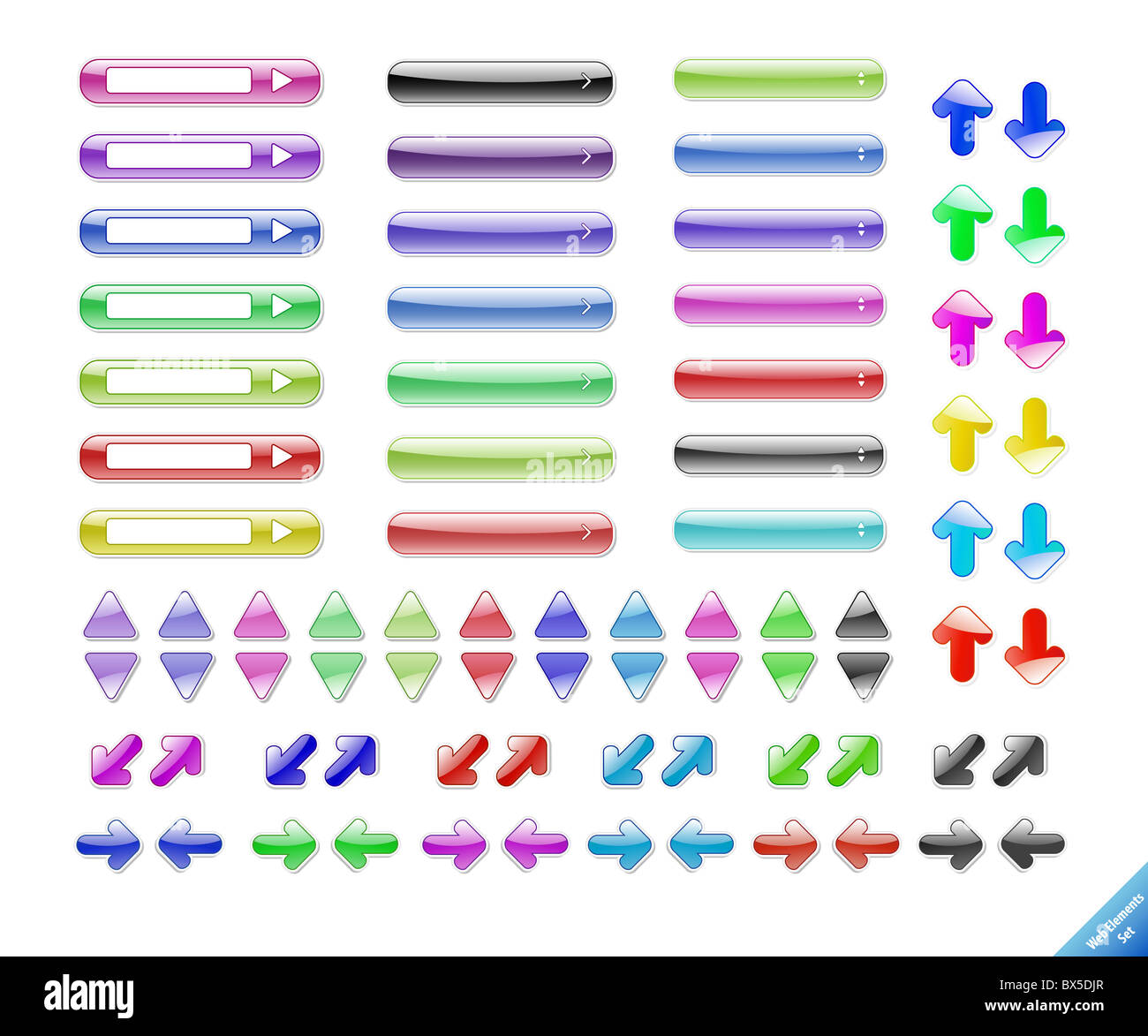 Sammlung von glänzenden Webelemente. Perfekt für das Hinzufügen von Text oder Symbole. Schatten mit Mischungen erstellt. Stockfoto