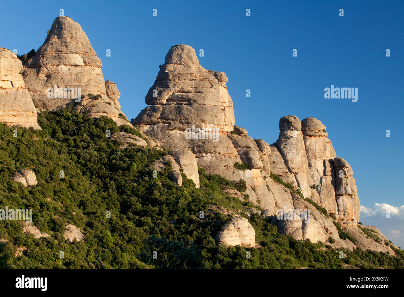 Les Agulles, Berg Natural Park von Montserrat, Barcelona, Spanien Stockfoto