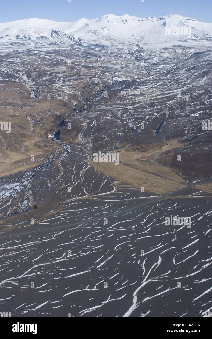 Pfad der sich zurückziehenden Eyjafjallajokull Gletscher, South Island, Island, Polarregionen Stockfoto