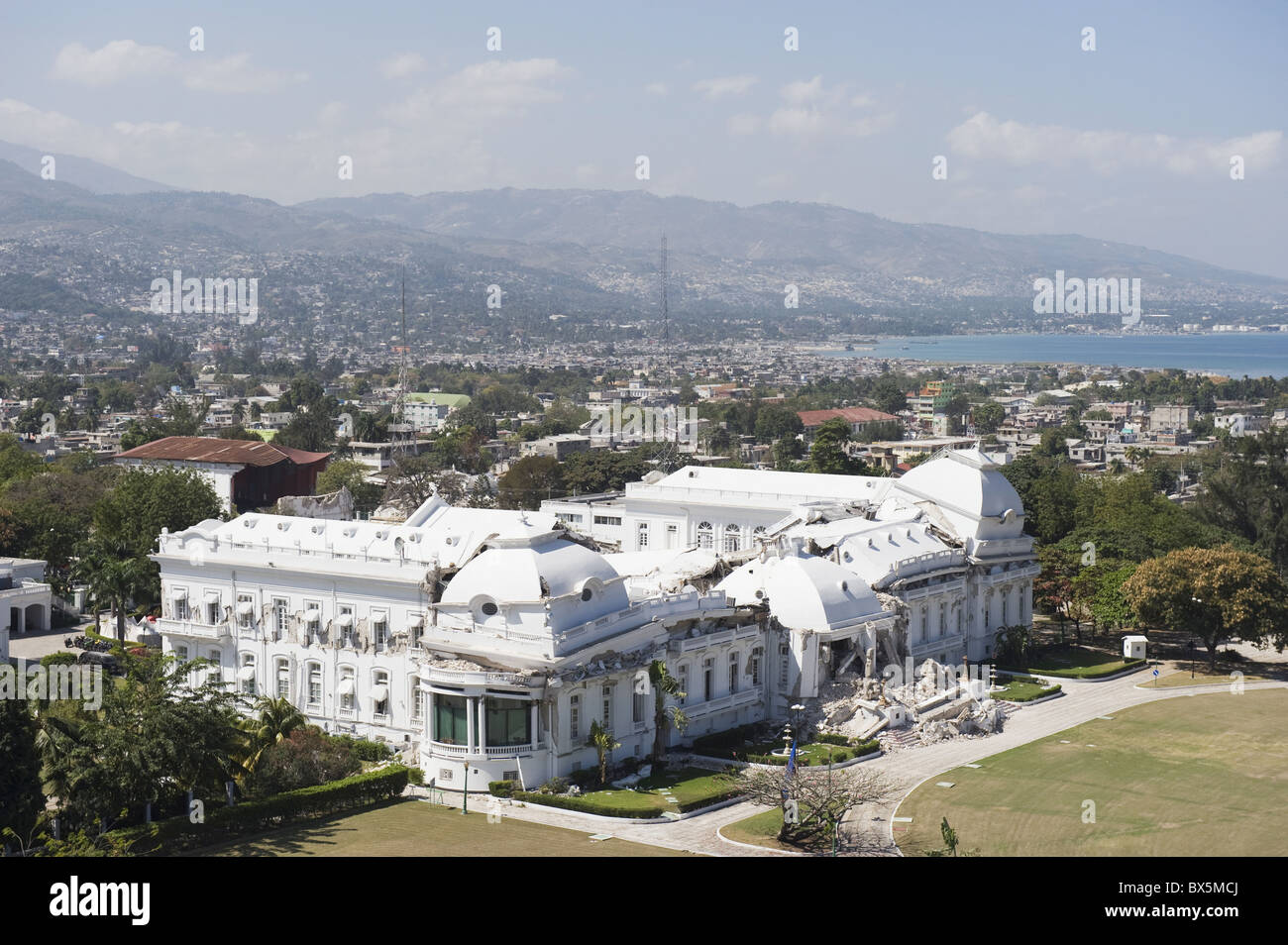 National Palace, zeigt Januar 2010 Erdbebenschäden, Port au Prince, Haiti, Karibik, Karibik, Mittelamerika Stockfoto