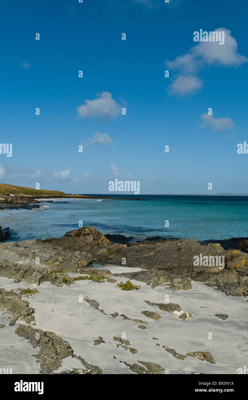 Dh EGILSAY ORKNEY Egilsay Strand Sand und Felsen remote niemand Isles De sandy Stockfoto