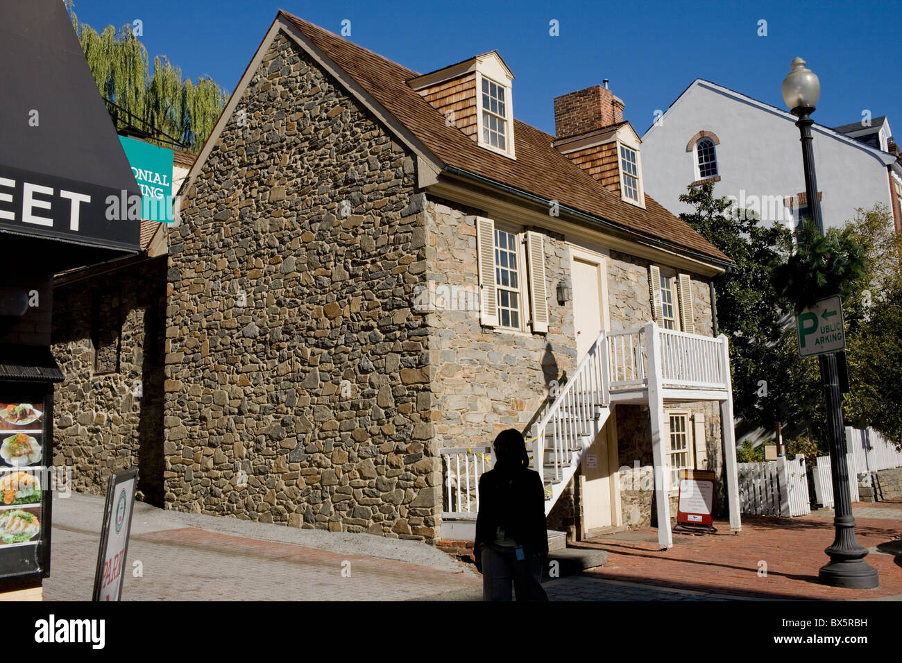 Das alte Steinhaus, älteste Wohnsitz in Washington, D.C., Georgetown. Stockfoto