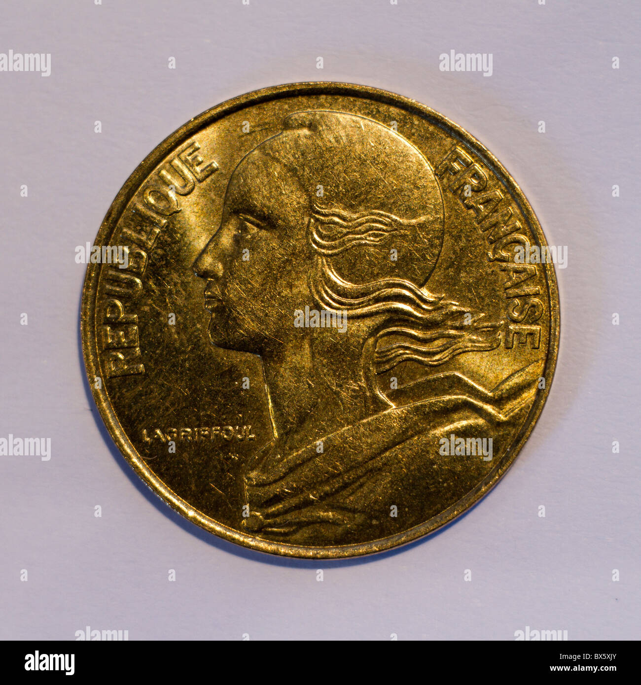 Französischen 20 Centimes-Münze Stockfoto