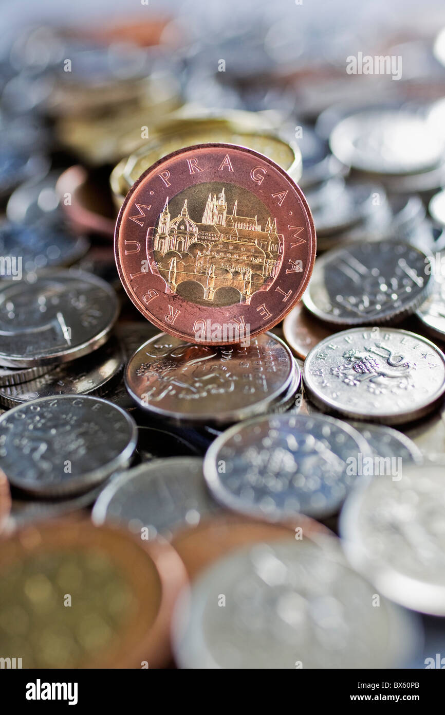 Tschechische Währung Krone, 50 Kronen Münze, Münzen, numismatische Sammlung.  (CTK Foto/Josef Horazny) Stockfoto