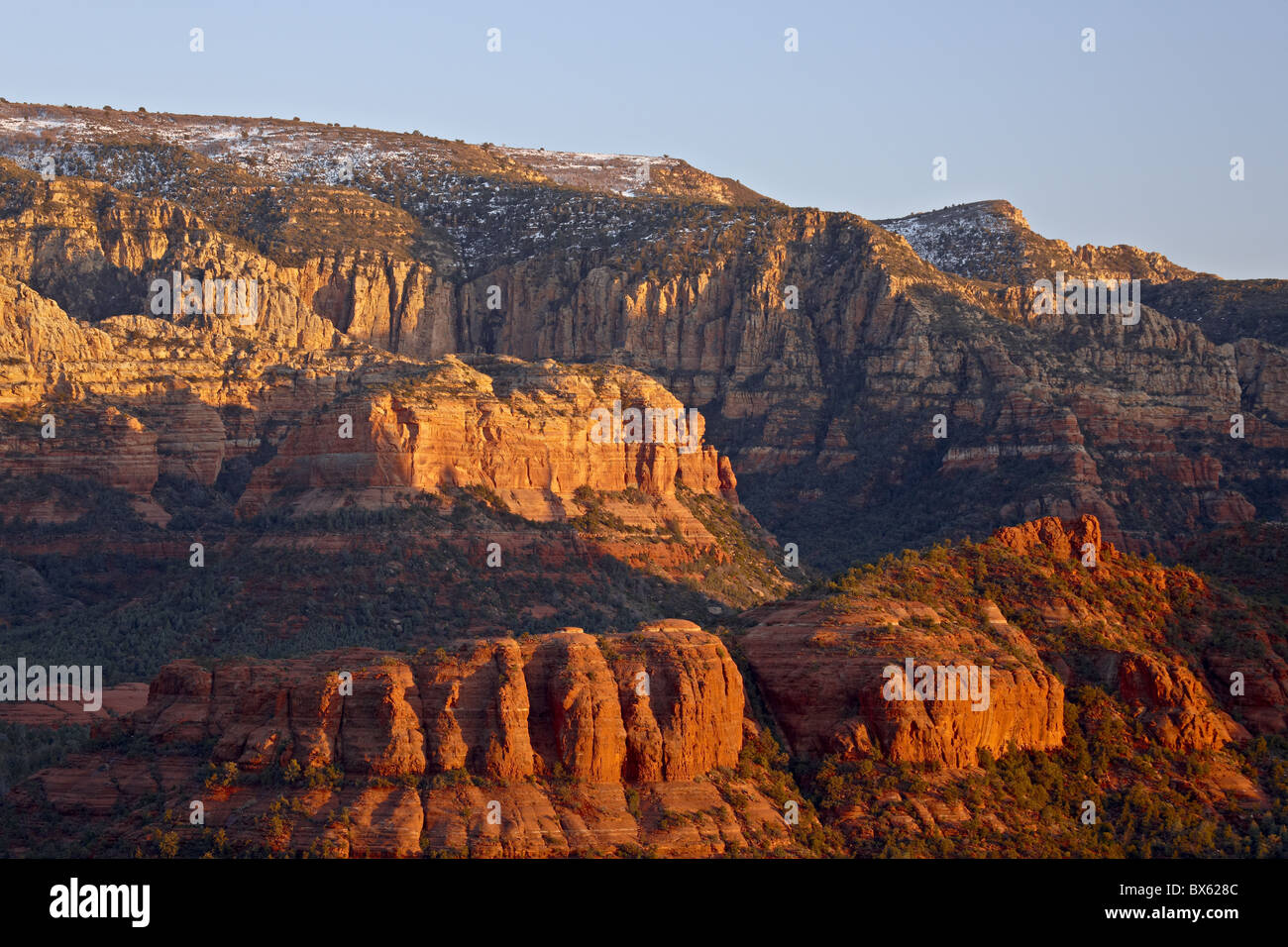 Rote Klippen bei Sonnenuntergang, Coconino National Forest, Arizona, Vereinigte Staaten von Amerika, Nordamerika Stockfoto