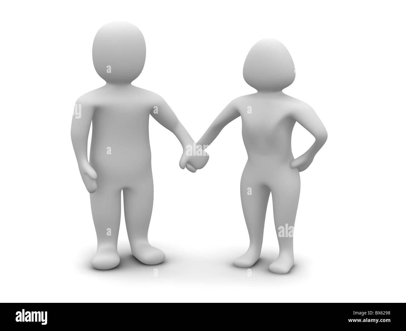 Paar in der Liebe. 3D gerenderte Darstellung isoliert auf weiss. Stockfoto