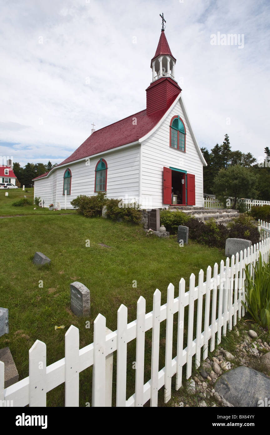 Die historische Indianer-Kapelle in Tadoussac, Quebec, Kanada, Nordamerika Stockfoto