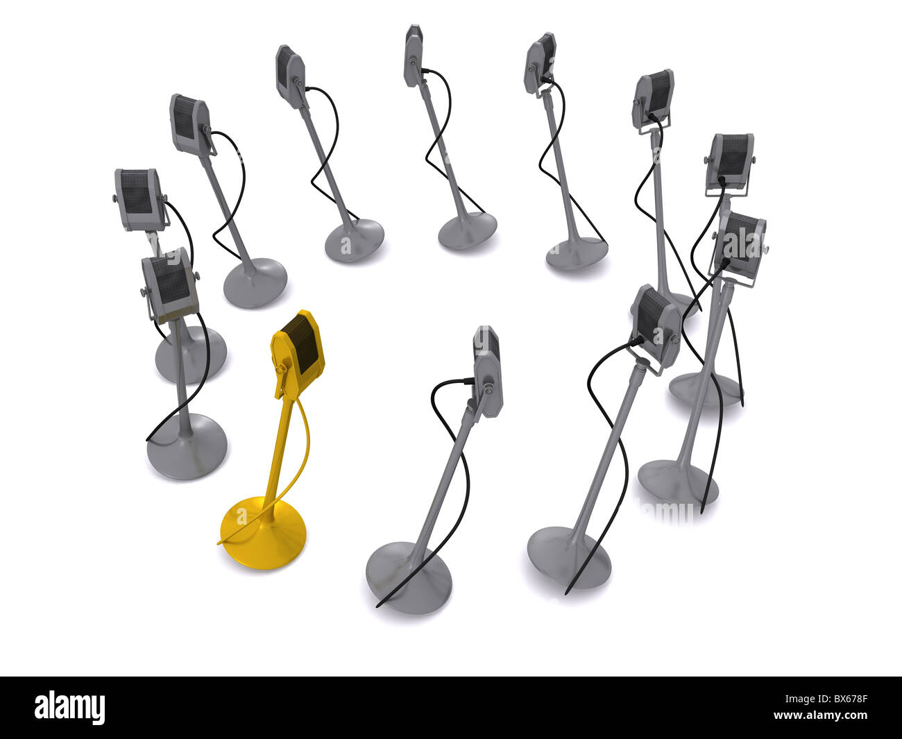 Mikrofon-Gruppe. 3D Stockfoto