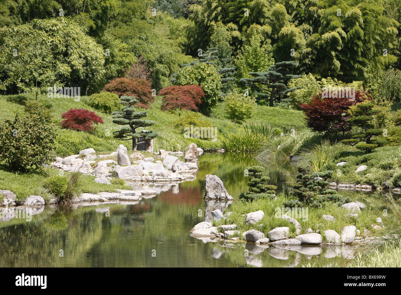 Zen-Garten, Anduze, Gard, Frankreich Stockfoto