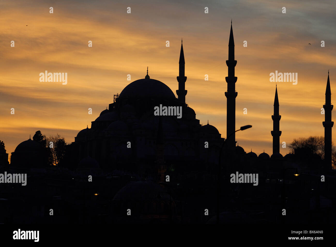 Sonnenuntergang über Süleymaniye-Moschee, Istanbul, Türkei, Europa Stockfoto
