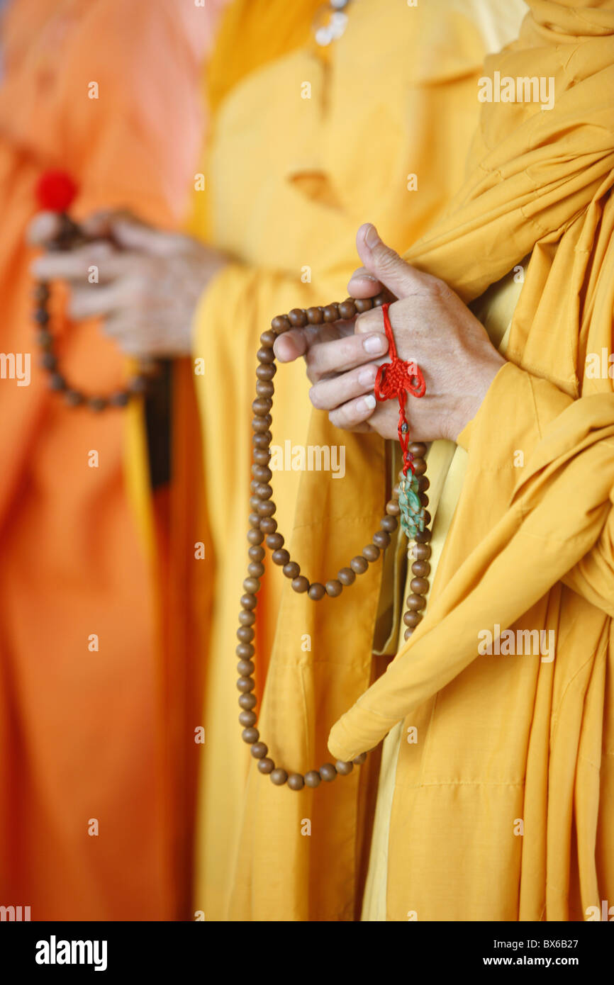 Buddhistische Mönche beten, Thiais, Val de Marne, Frankreich, Europa Stockfoto