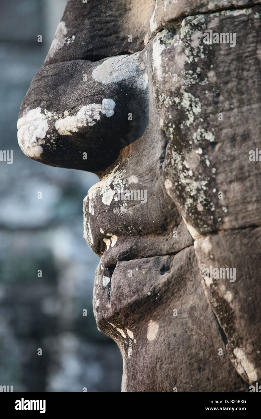 Detail der steinernen Gesicht, Angkor Thom, Angkor, UNESCO-Weltkulturerbe, Siem Reap, Kambodscha Stockfoto