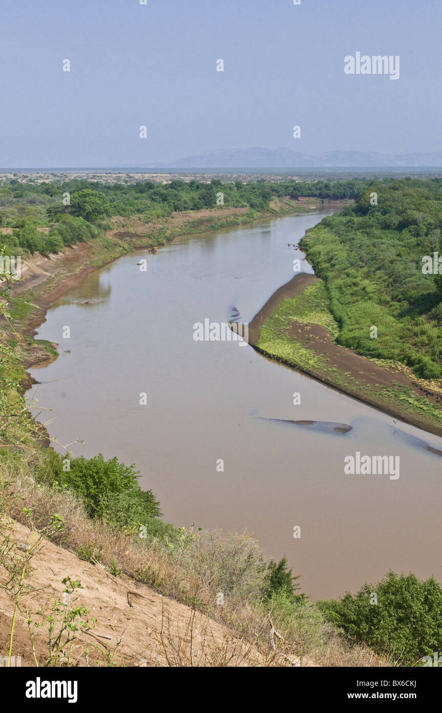 Am Omo-Fluss Omo-Tal in Äthiopien, Afrika Stockfoto