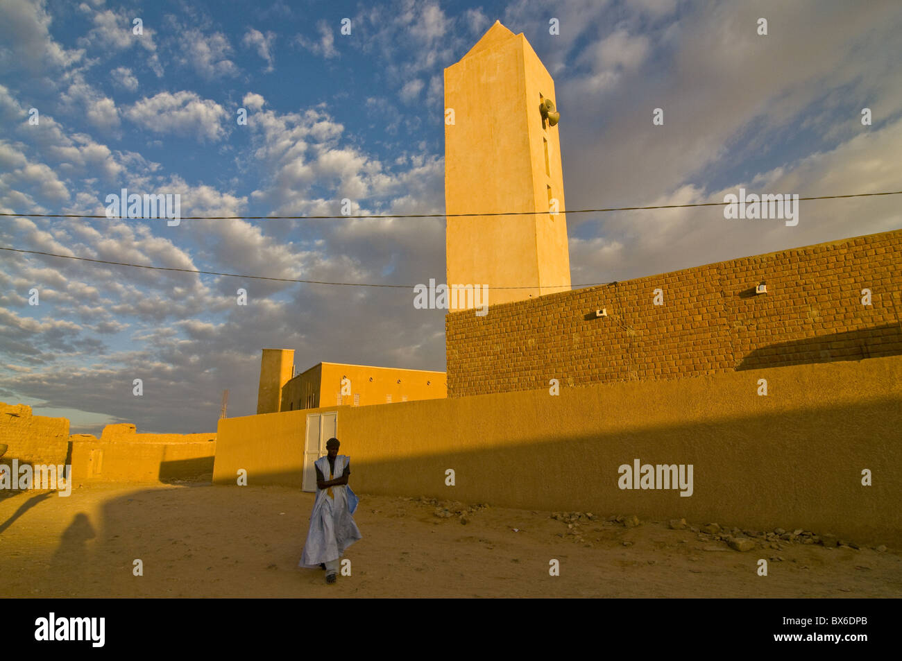 Moschee in Atar bei Sonnenaufgang, Mauretanien, Afrika Stockfoto