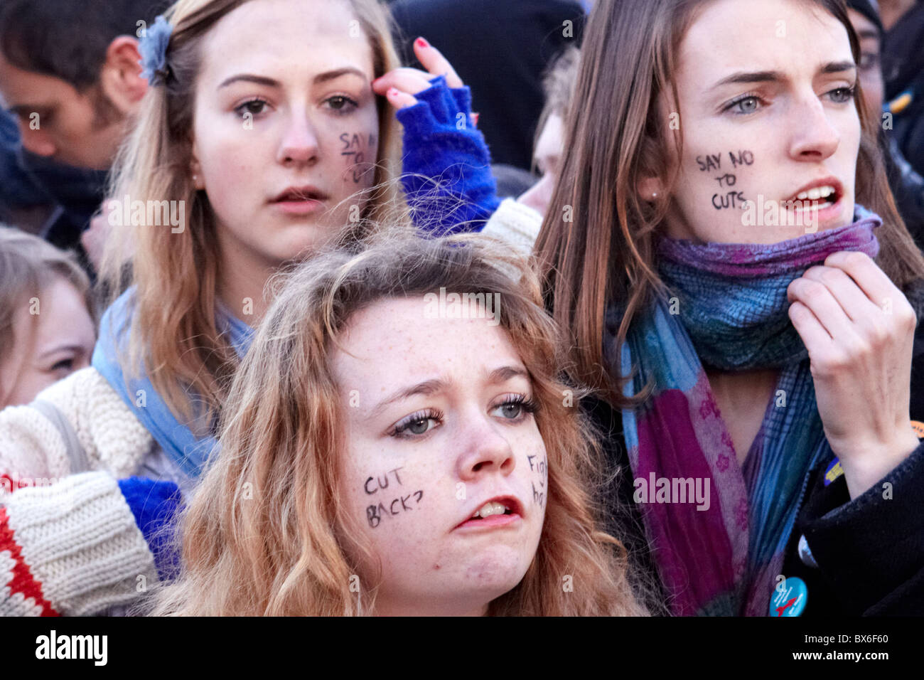 DemonstrantInnen bei studentischen Protest gegen Studiengebühren Stockfoto