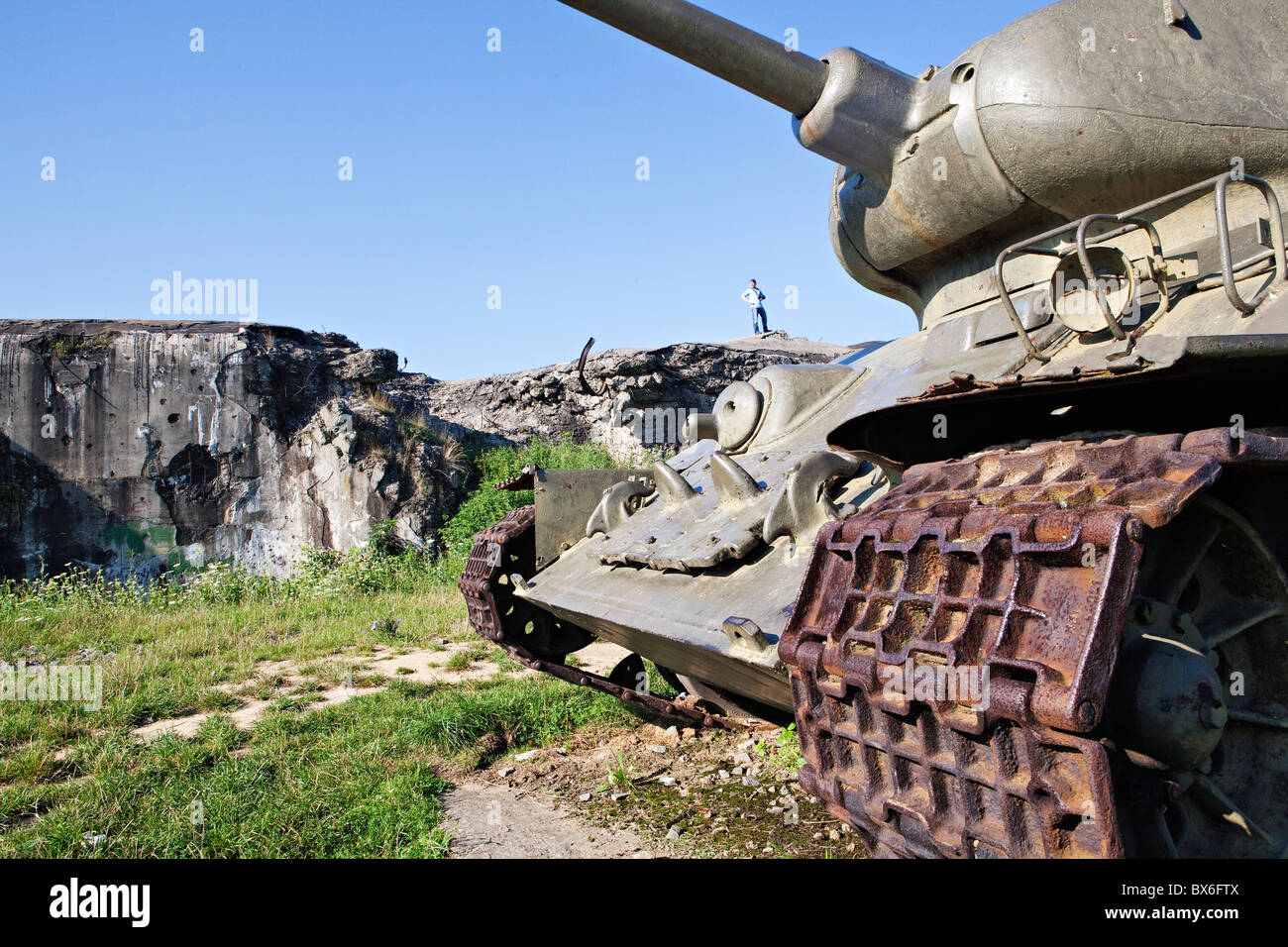 bauen Fort MO S-20 Orel, Museum der Befestigungen, Hlucin-Darkovicky, russische Panzer t-34 Stockfoto