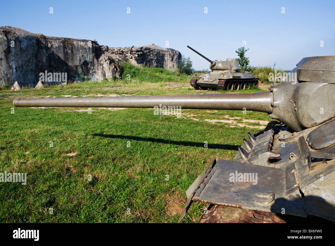 bauen Fort MO S-20 Orel, Museum der Befestigungen, Hlucin-Darkovicky, russische Panzer t-34 Stockfoto