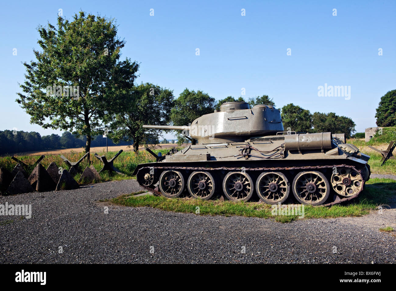 Museum der Befestigungen, Hlucin-Darkovicky bauen russischen Panzer t-34 Stockfoto