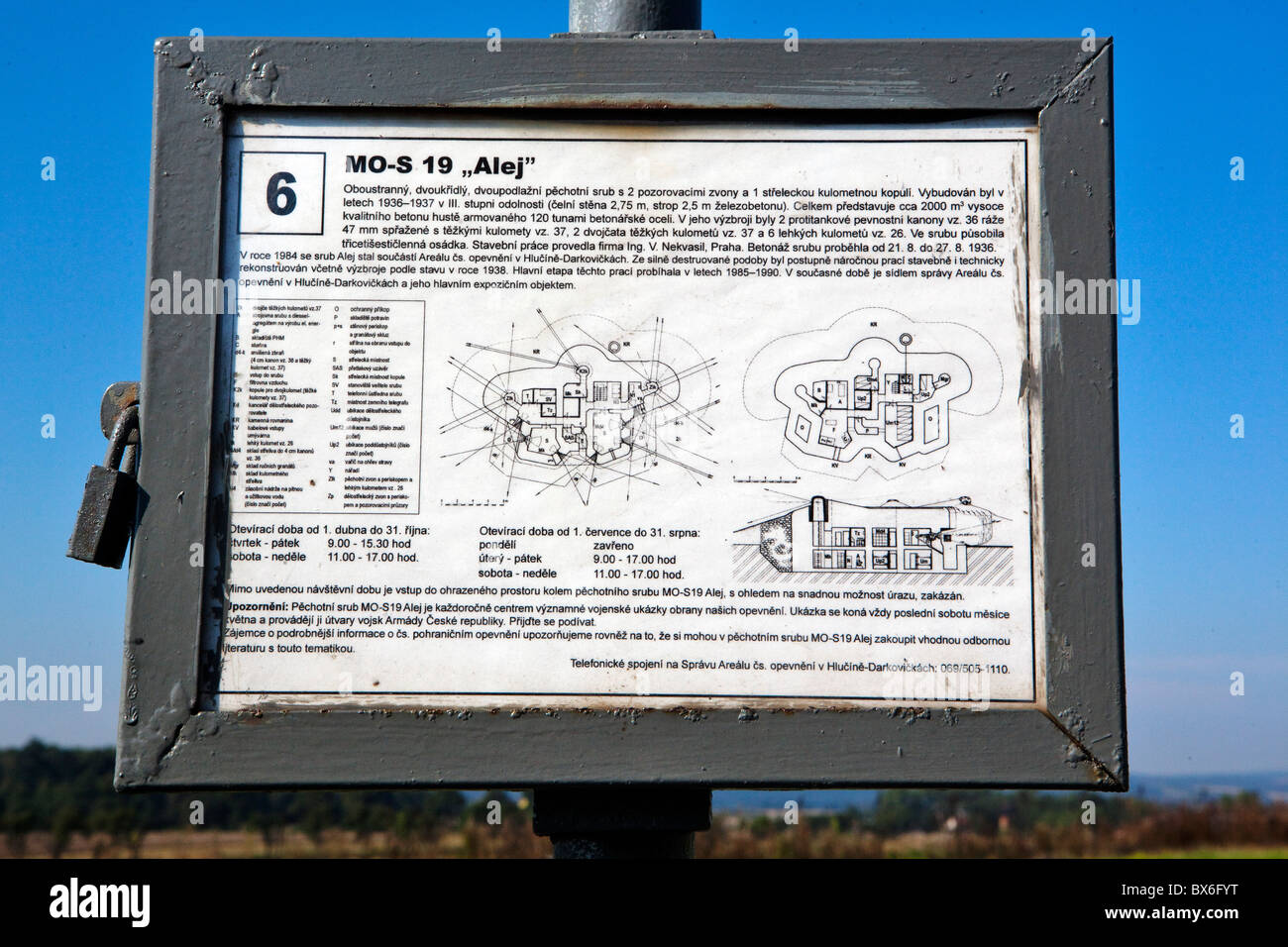 Panzersperren, Fort-MO-S 19 Alej, Museum der Befestigungen, Hlucin-Darkovicky Stockfoto