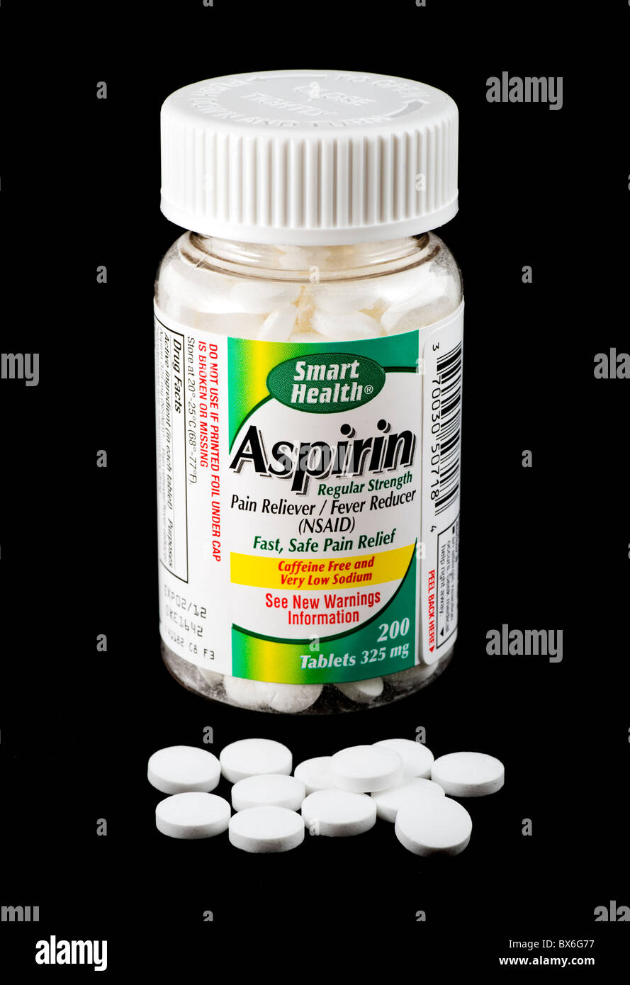 Flasche Aspirin-Tabletten, USA Stockfoto