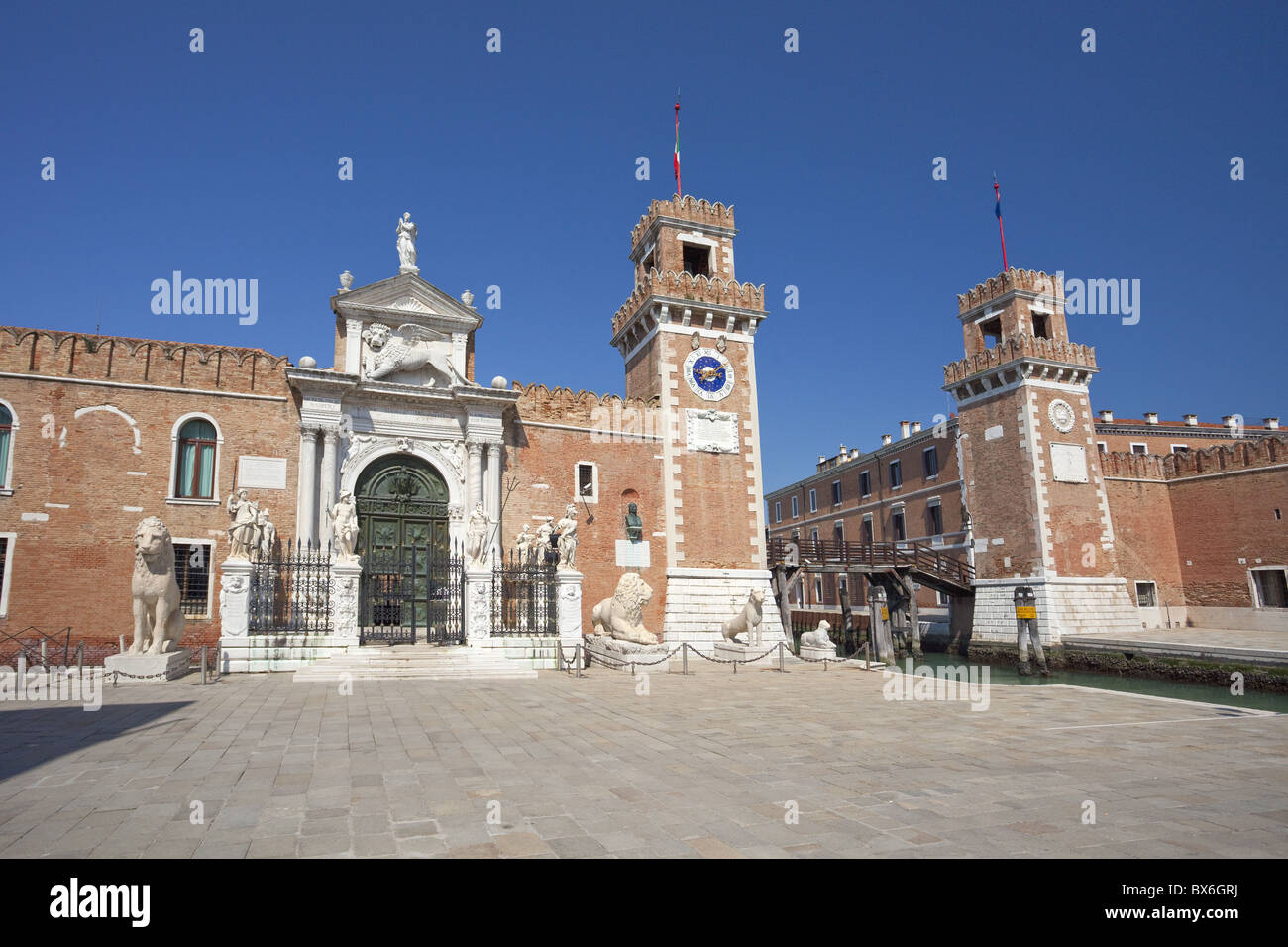 Haupteingang, Arsenale, Stadtteil Castello, Venedig, UNESCO World Heritage Site, Veneto, Italien, Europa Stockfoto