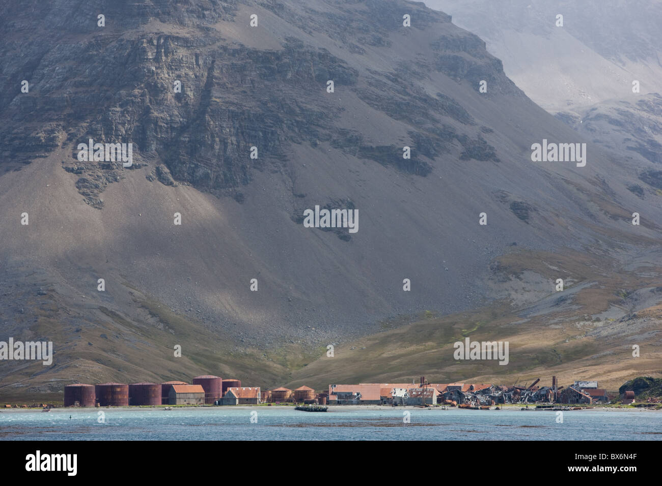 Alten Walfang-Station, Husvik Insel, Antarktis, Polarregionen Stockfoto
