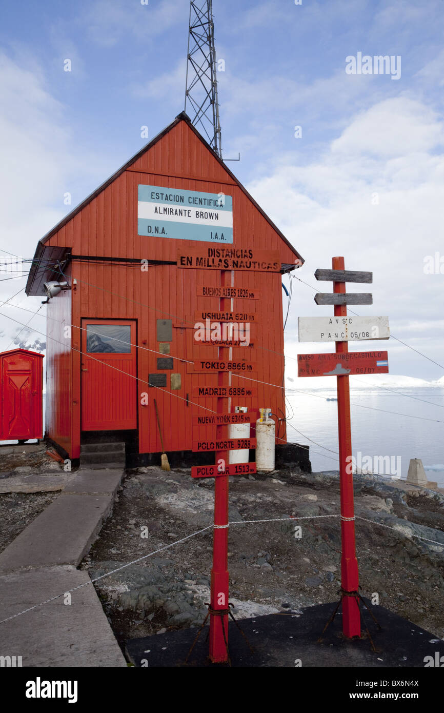 Argentinien Research Station, Paradise Bay, antarktische Halbinsel, Antarktis, Polarregionen Stockfoto
