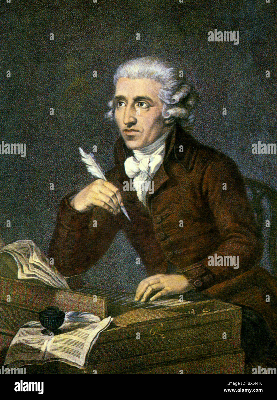 Haydn, Joseph, 31.3.1732 - 31.5.1809, Österreichischer Komponist, halbe Länge, Druck nach Malerei von Ludwig Gutterbrunn, ca. 1770, Stockfoto