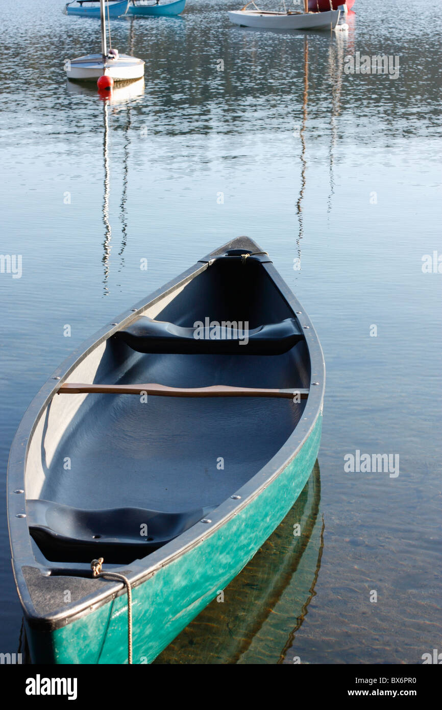 Pro Kanu in Küstennähe während am frühen Morgen, Herzinfarktes See, Tuolumne County, Kalifornien, Stanislaus National Forest, Vereinigte Staaten von Amerika Stockfoto