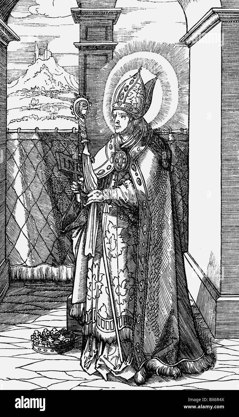 Louis, Saint, 1274 - 19.8.1297, Bischof von Toulouse, volle Länge, Gravur von Lienhart Beck, Stockfoto