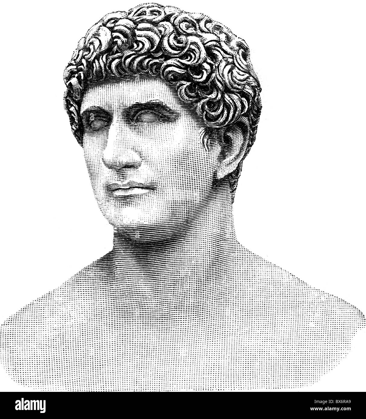 Anthony, Mark, 14.1.83 - 1.8.30 v. Chr., römischer Politiker, Generalkonsul 44 und 34, Triumvir 43 - 30, Porträt, Büste, Vatikanische Museen, Rom, Holzgravur, 19. Jahrhundert, Stockfoto