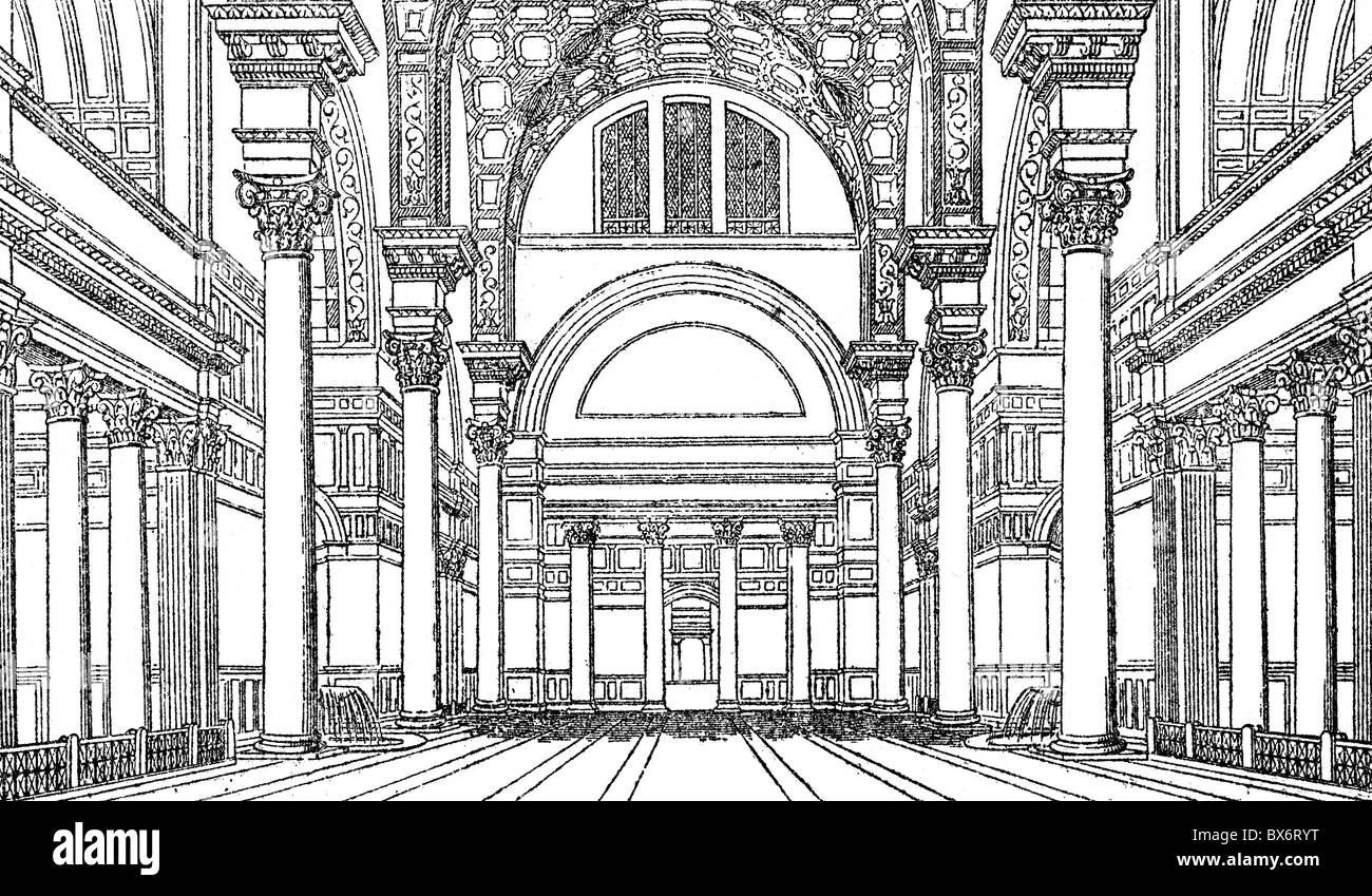 Geographie / Reisen, Italien, Rom, Thermen von Caracalla, Baujahr 212 - 216, Innenansicht, Rekonstruktion, Holzstich, 19. Jahrhundert, , Zusatzrechte-Abfertigung nicht vorhanden Stockfoto