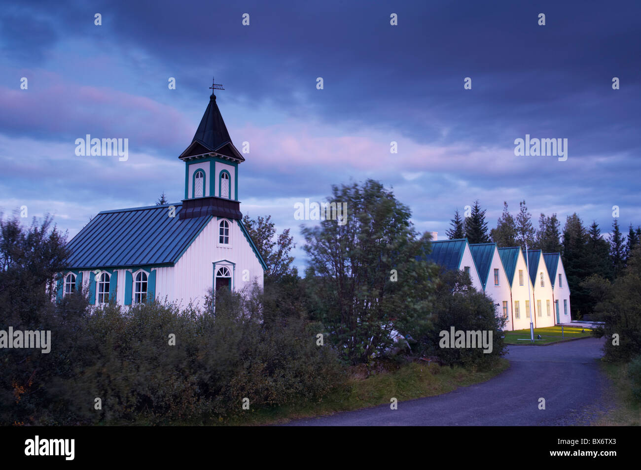 Thingvellir national Kirche und Thingvallabaer, UNESCO-Weltkulturerbe, Süd-West Island, Island Stockfoto