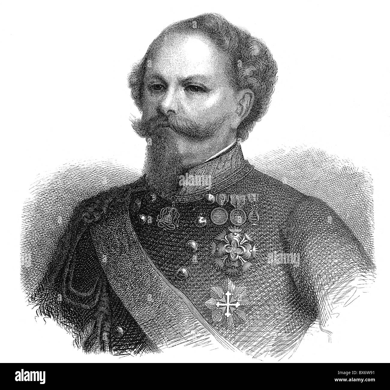 Victor Emmanuel II. Von Italien, 14.3.188 - 9.1.1878, König von Italien 1861 - 1878, Porträt, Holzgravur, 19. Jahrhundert, Stockfoto