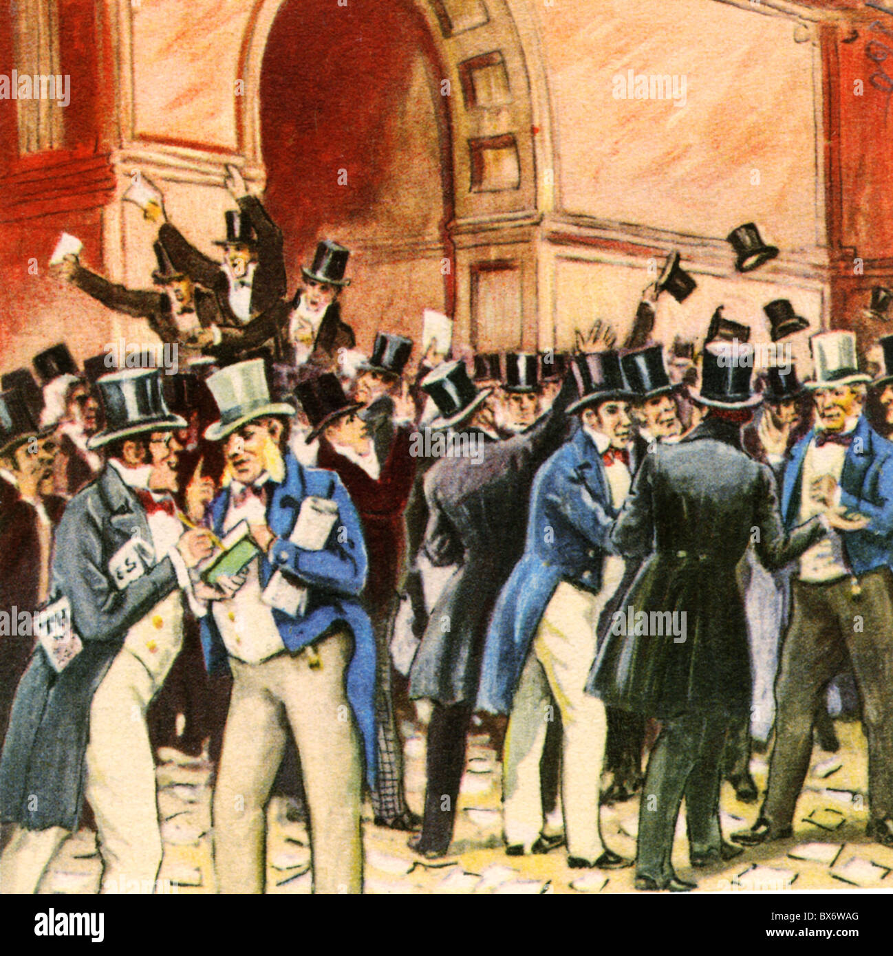 Geld / Finanzen, Börse, London, Broker Geschäfte, Mitte des 19. Jahrhunderts, Handel, Wirtschaft, Kapitalismus, Großbritannien, historisch, historisch, Menschen, Zusatzrechte-Clearences-nicht verfügbar Stockfoto