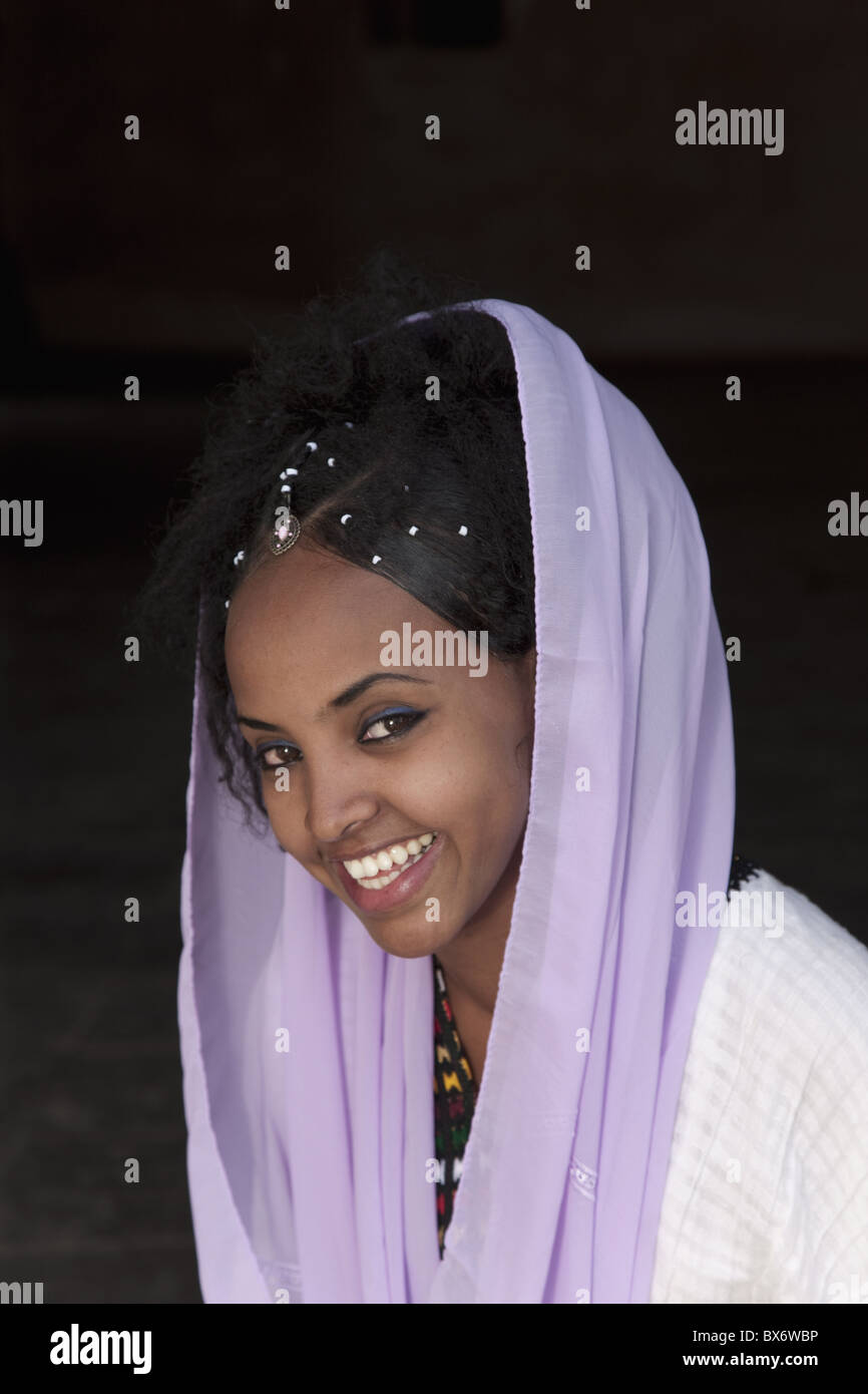 Amharisch Frau, Gondar, Äthiopien, Afrika Stockfoto