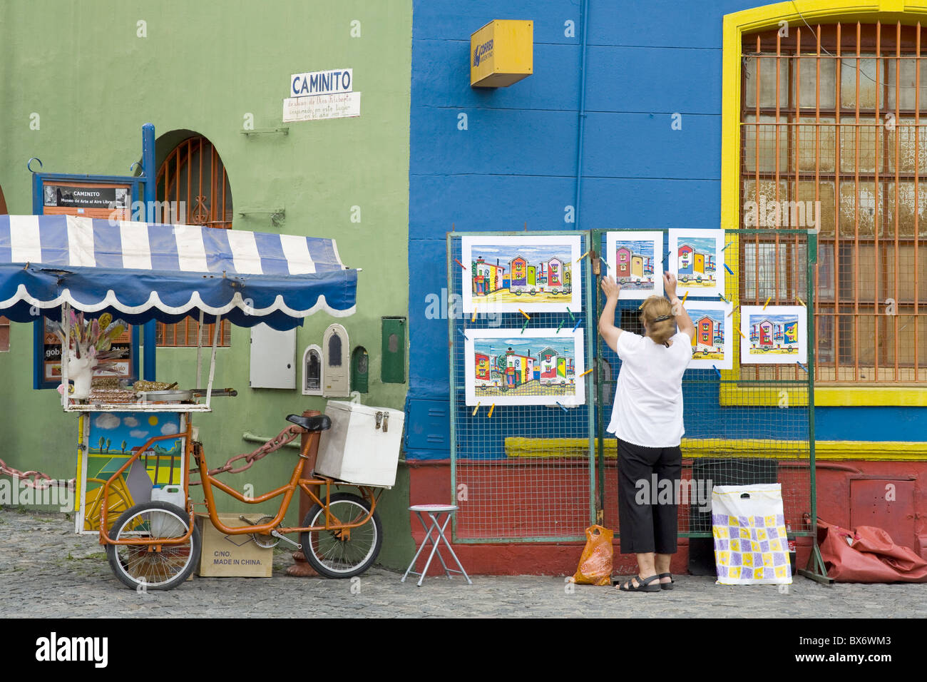 Kreditor ulica El Caminito in La Boca-Viertel der Stadt Buenos Aires, Argentinien, Südamerika Stockfoto