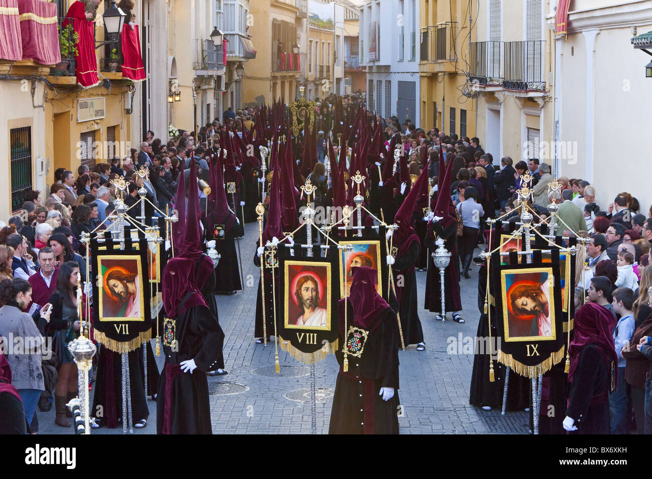 Semana Santa (Karwoche) feiern, Malaga, Andalusien, Spanien, Europa Stockfoto