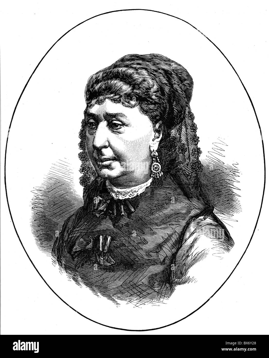 Sand, George (geboren als Aurore Dupin), 1.7.1804 - 8.6.1876, französischer Autor/Schriftsteller, Porträt, Holzgravur nach Foto von Nadar, erschienen im Jahr 1876, Stockfoto