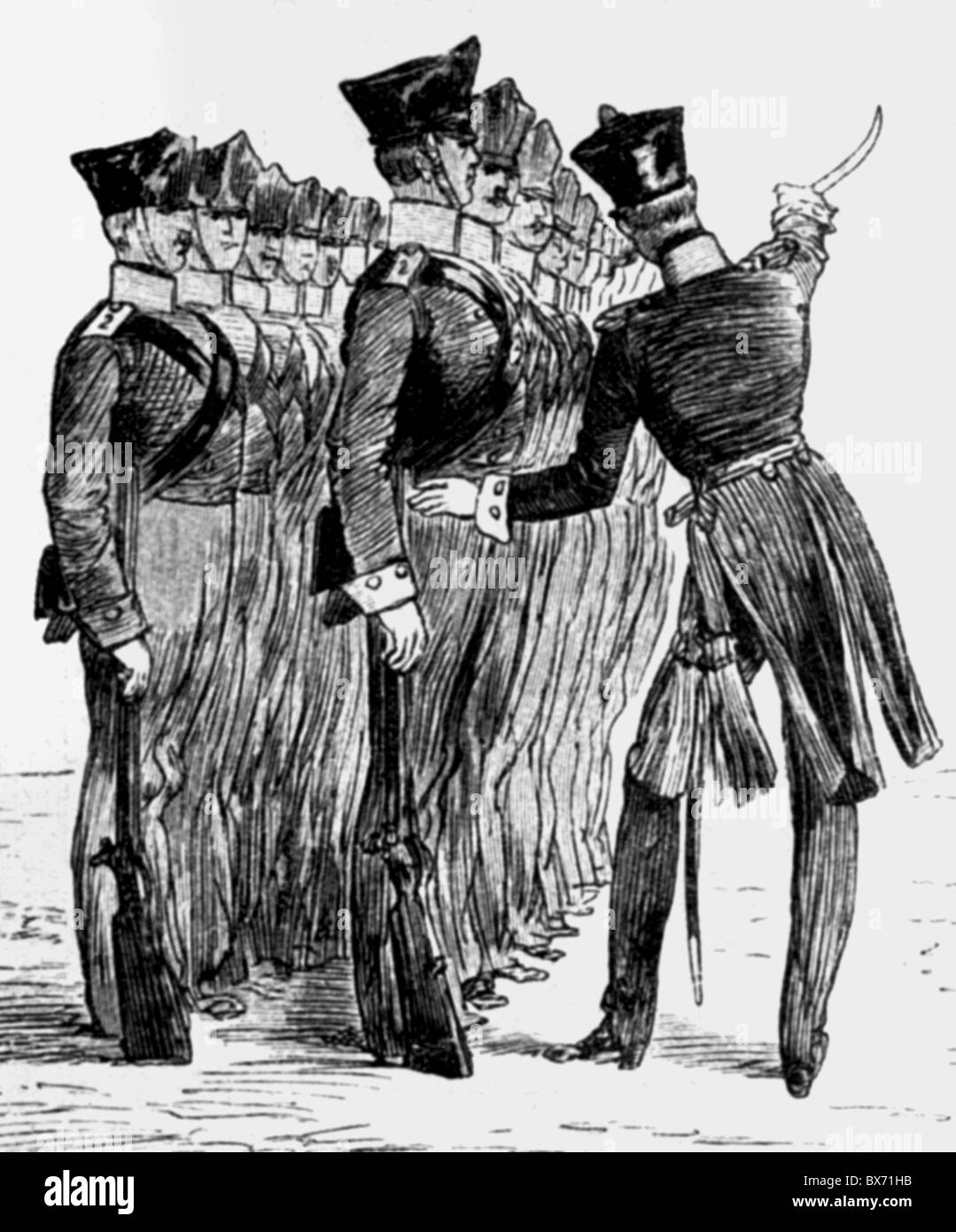 Otto von, 1.4.1815 - 30.7.1898, deutscher Politiker, Militär, als Flügelmann der Ice-Jägers, 186, Zeichnung, 2. Hälfte des 19. Jahrhunderts, Stockfoto