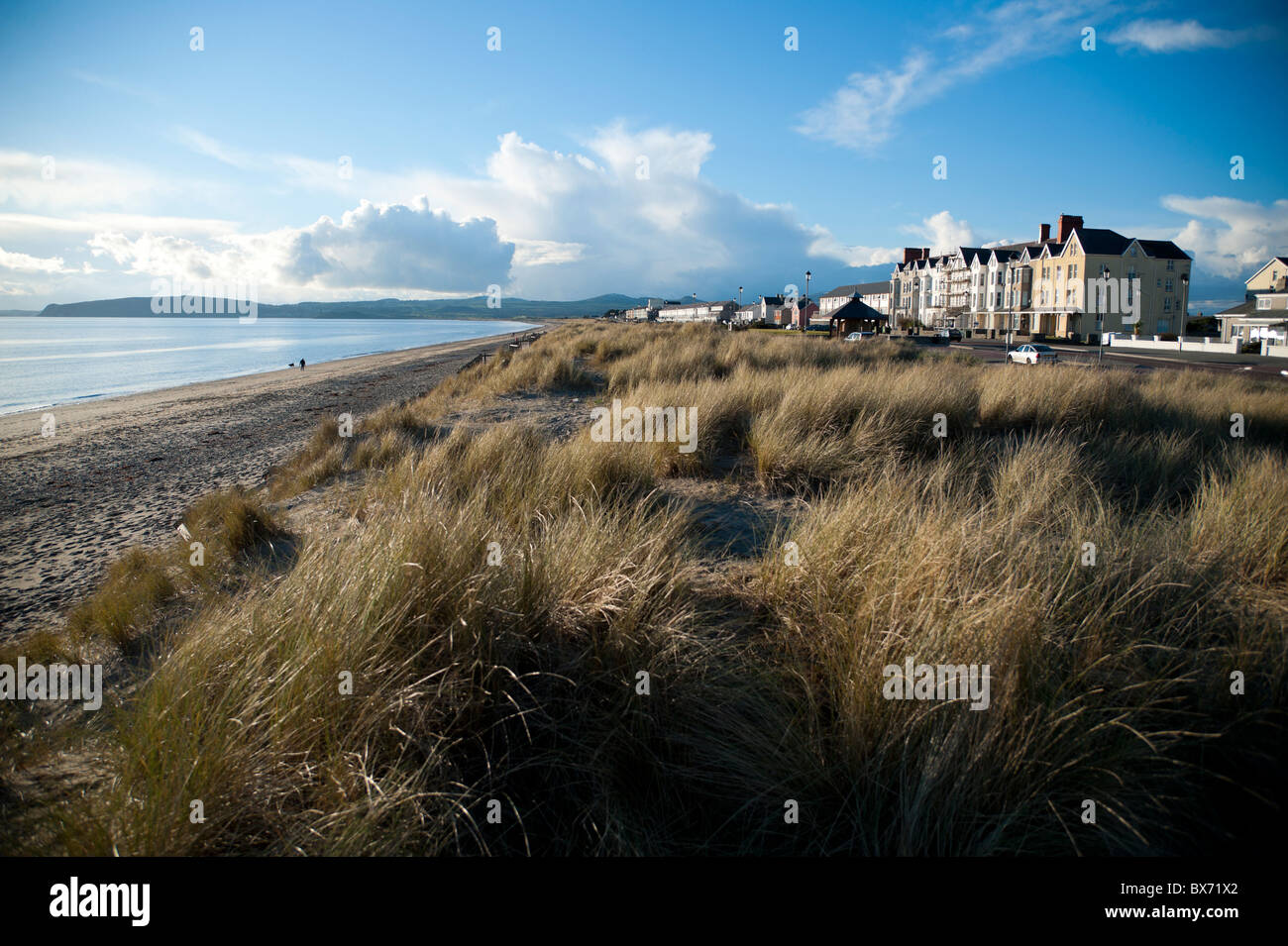 Pwllheli Strand, Winternachmittag, Snowdonia National Park, North Wales, UK Stockfoto