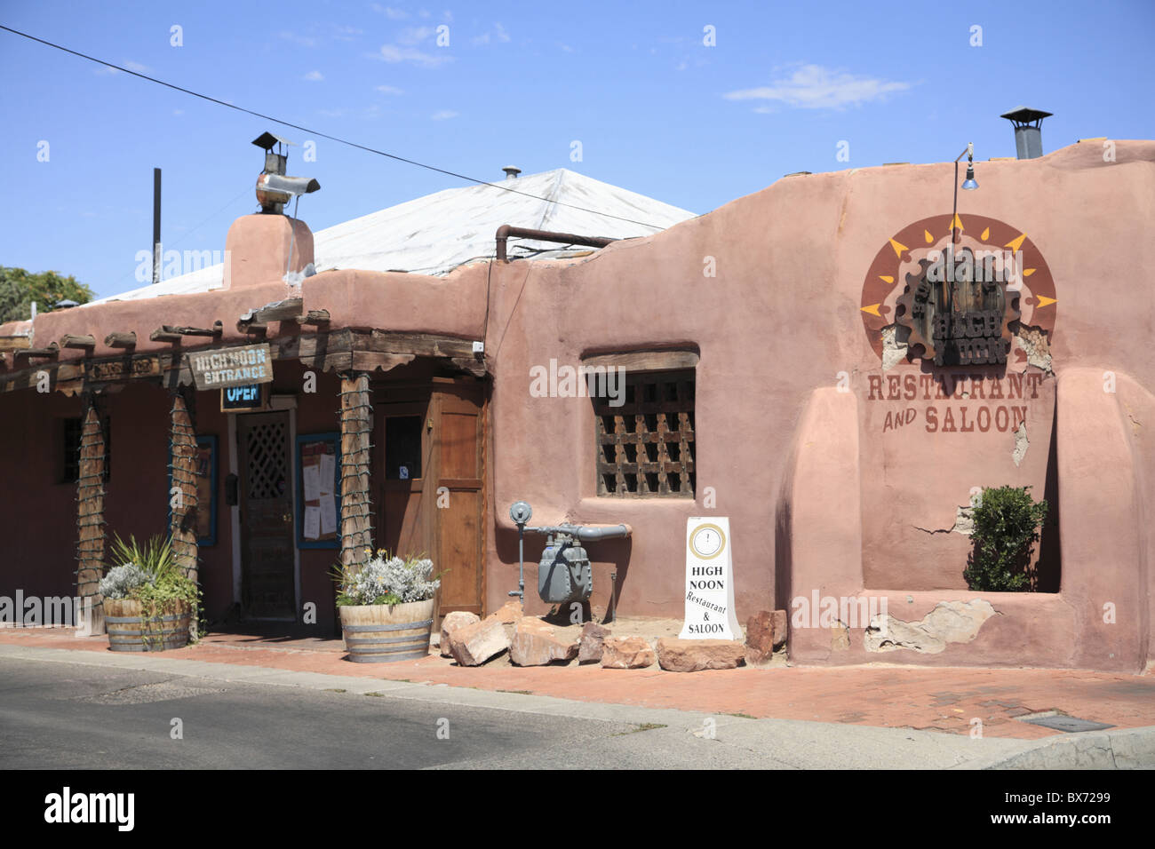 Restaurant und Salon, Lehmarchitektur, Old Town, Albuquerque, New Mexico, Vereinigte Staaten von Amerika, Nordamerika Stockfoto