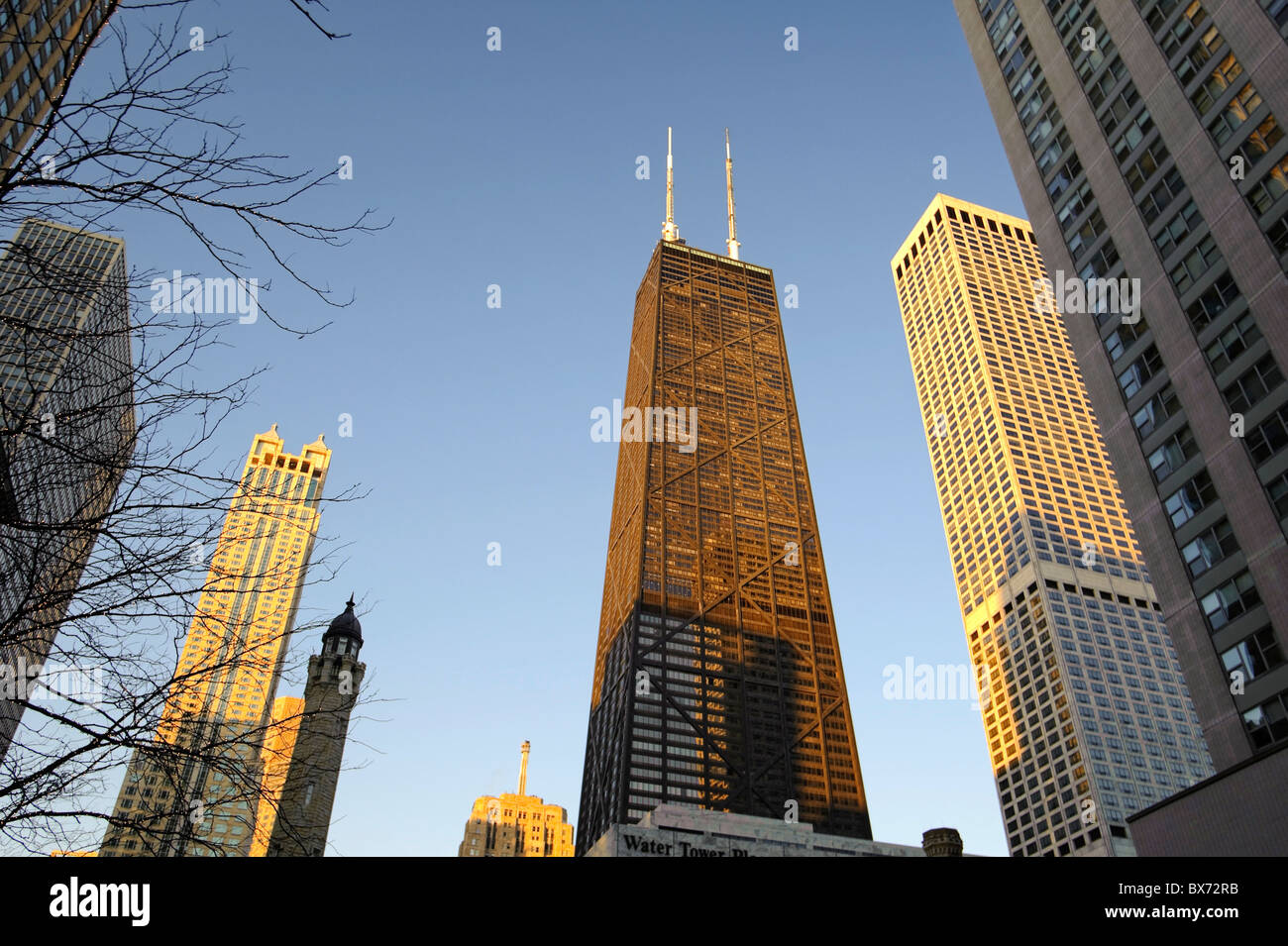 John Hanckock Center und Water Tower Place, Chicago, Illinois, USA Stockfoto