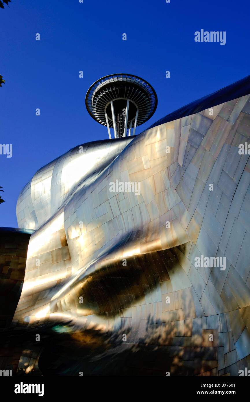 USA, Washington, Seattle, der Space Needle und Experience Music Project Stockfoto