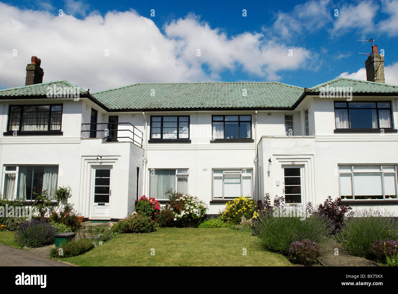 Art Deco beeinflusst Doppelhäuser Norwich Norfolk UK Stockfoto
