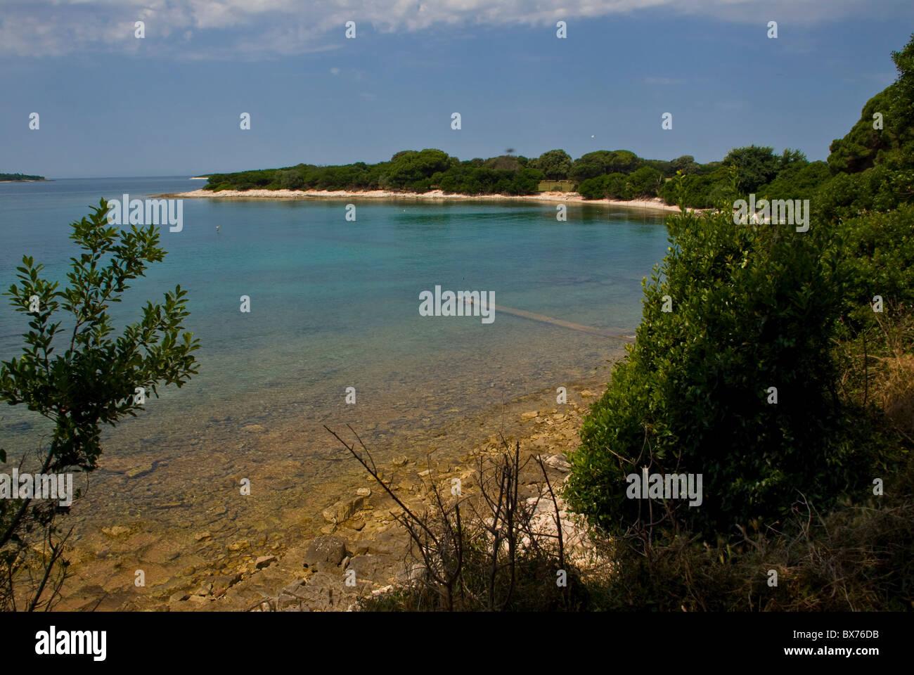 Schöne Bucht auf den Brioni-Inseln, die Sommerresidenz von Tito, Istrien, Kroatien, Europa Stockfoto